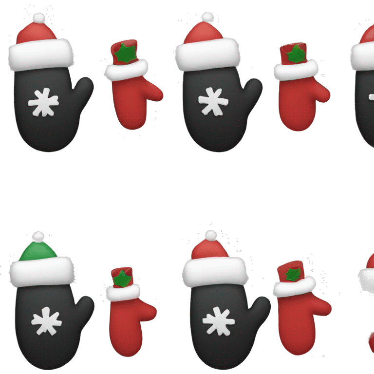 black color Christmas mittens  emoji