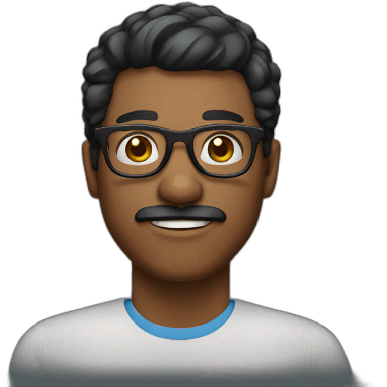 dark skin latino man short hair with glases and moustache emoji