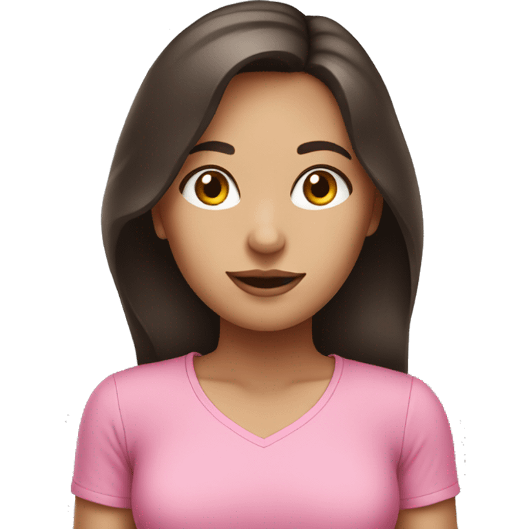 brunette girl in pink top emoji