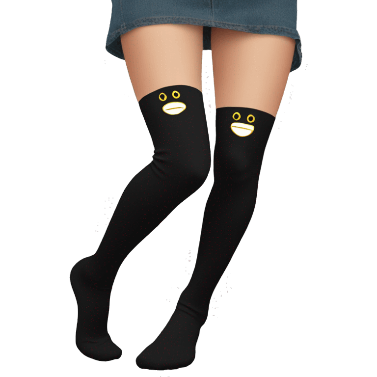 Plain Black over knee socks emoji