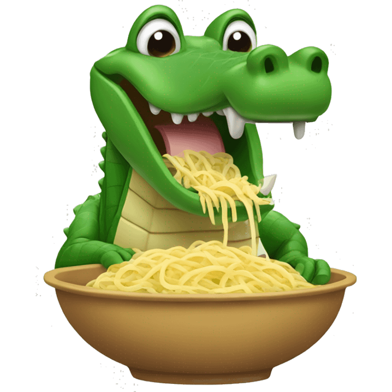 Alligator eating pasta emoji