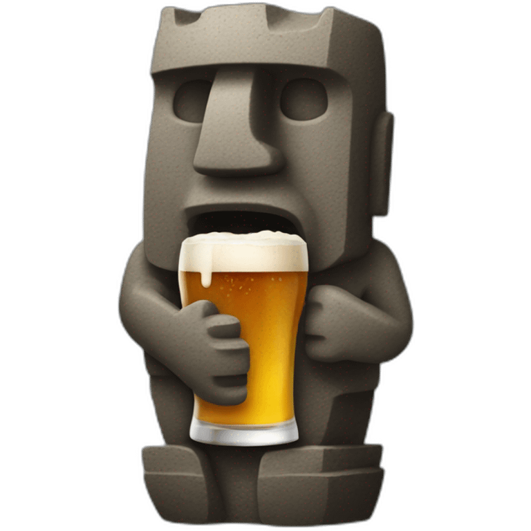 Moai qui boit une biere emoji