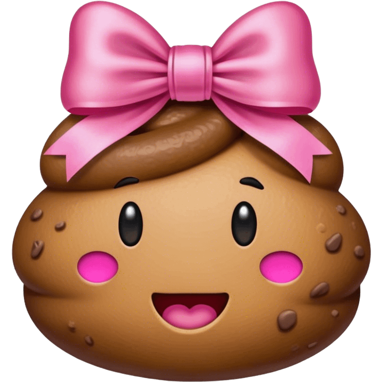 Poop emoji with pink bow on top emoji