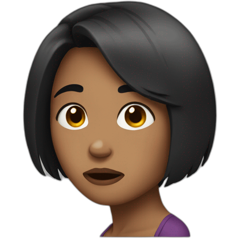 Short black hair woman crying a lot emoji