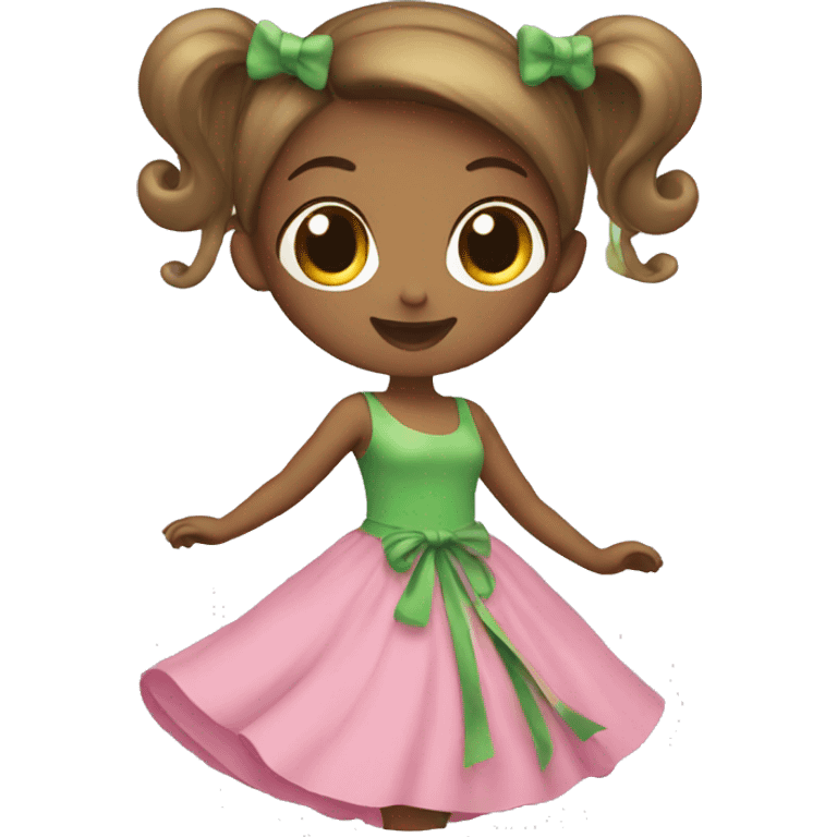 Girl With Long Green And Pink Dress Spinning emoji