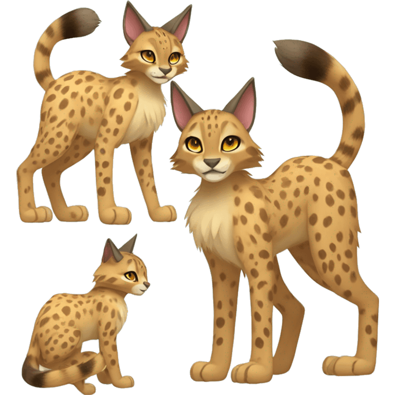 Anthro Beige-Orange-Brown Spotted Fur-Sona-Fakemon Lynx-Caracal-Serval Full Body emoji