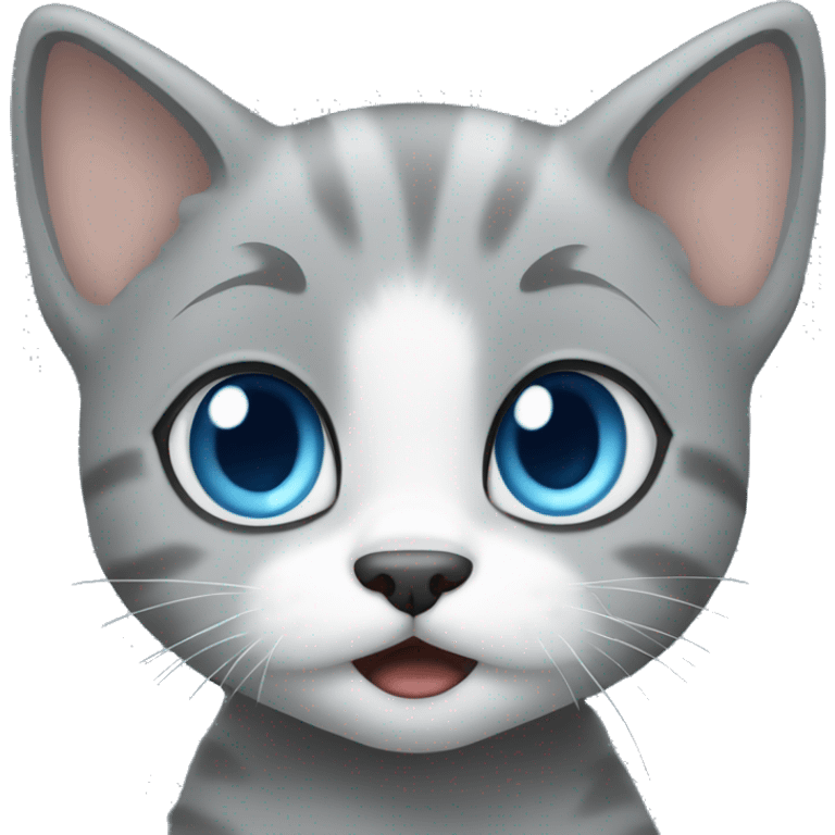 blue eyes grey kitten scared  emoji