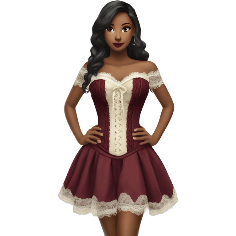 Burgundy ivory corset with lace and bow dress emoji