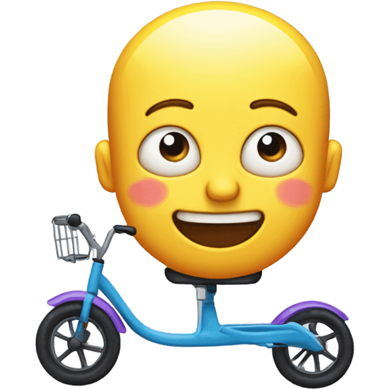 Dumb wojak drooling with his head flat smiling with his brain is a tricycle going “RING RONG RING” emoji