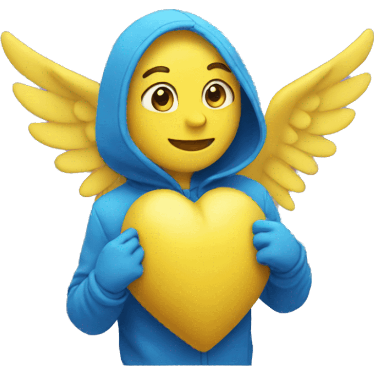 yellow heart with blue wings emoji