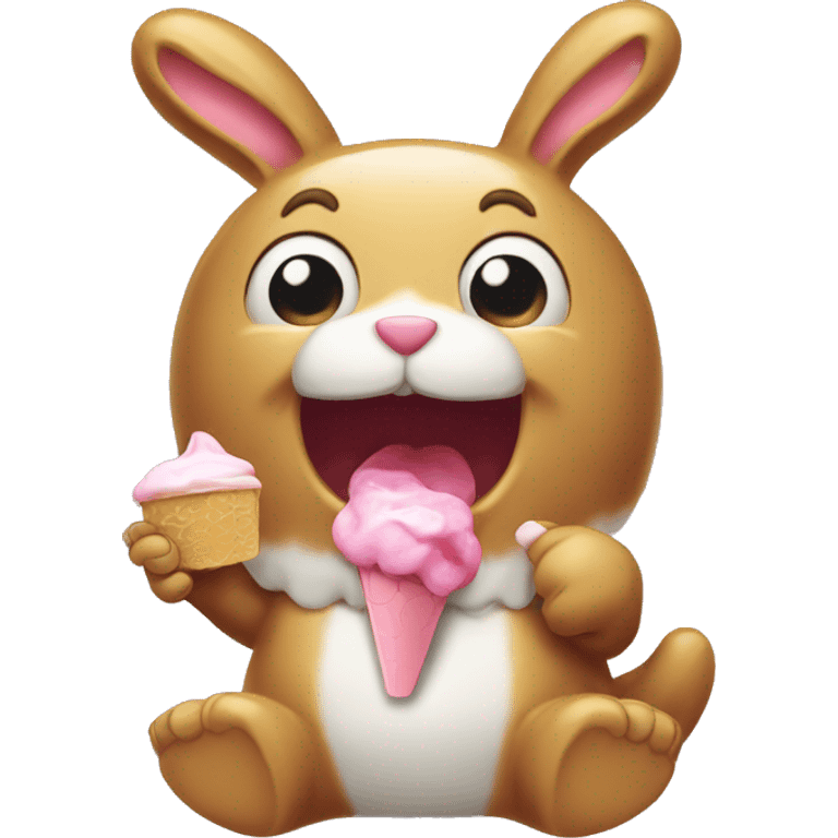 Jelly cat bunny eating icecream  emoji