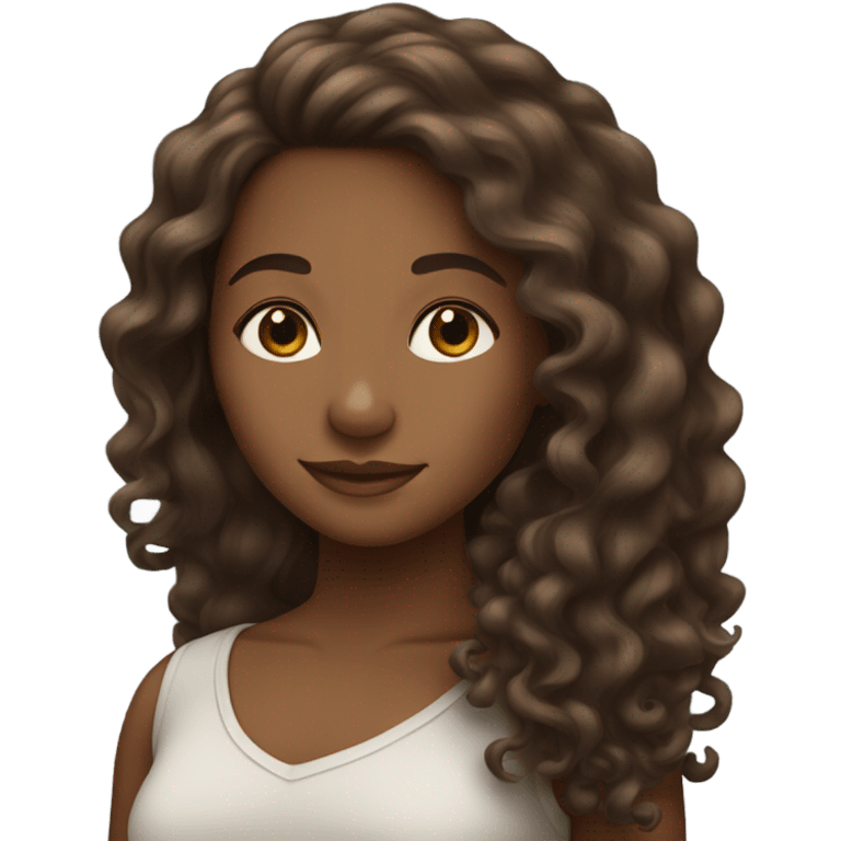 Brown girl with long curly hair emoji