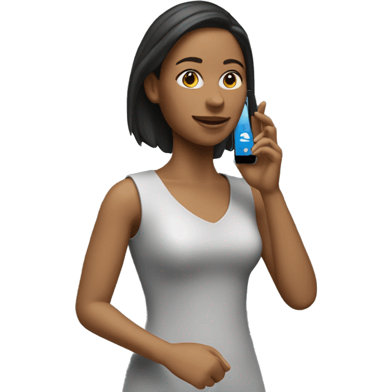 Woman with mobile 3d model emoji