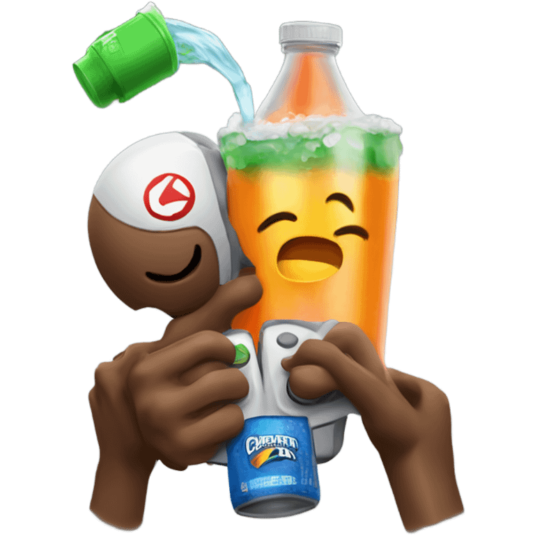 Playing video games while drinking Gatorade  emoji