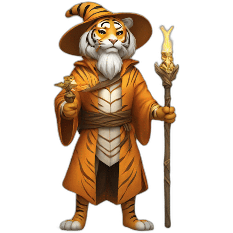 mature stern tiger wizard with staff emoji