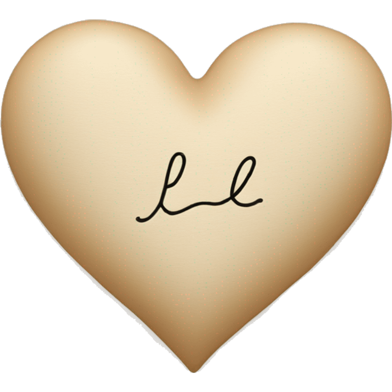 Beige heart with “LL” in handwriting inside the heart emoji