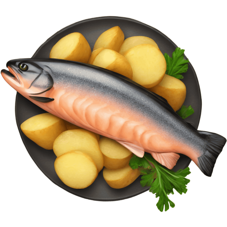 Cooked salmon with potatoes emoji