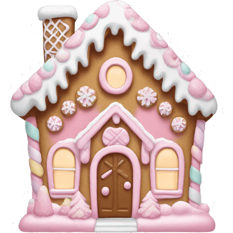 pastel pink gingerbread house emoji