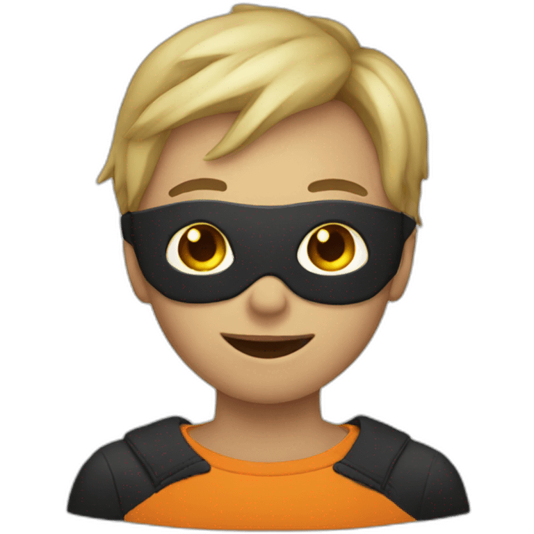 Boy wearing Halloween mask emoji