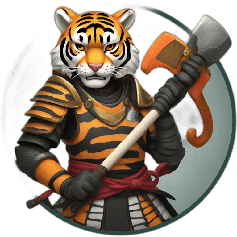 Tiger samurai holding axe emoji