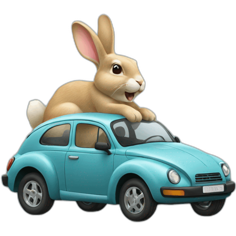 A big rabbit with a car emoji