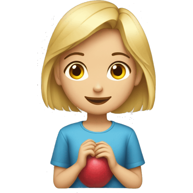 niña rubia abrazando niño pelirrojo  emoji