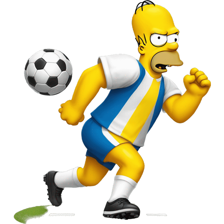 Homer Simpson playing soccer with the word “Halftime” behind him emoji