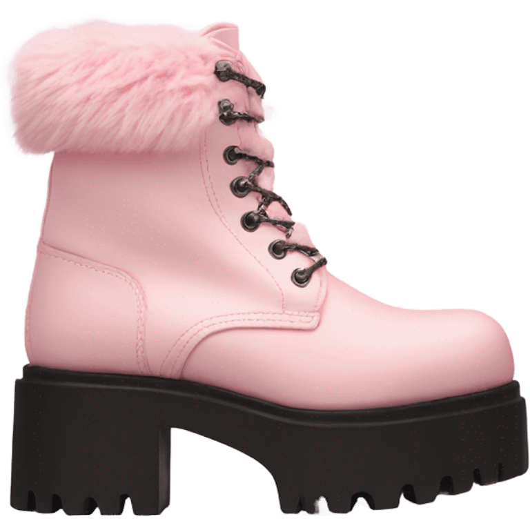 Platform UNIF boots pink fur emoji