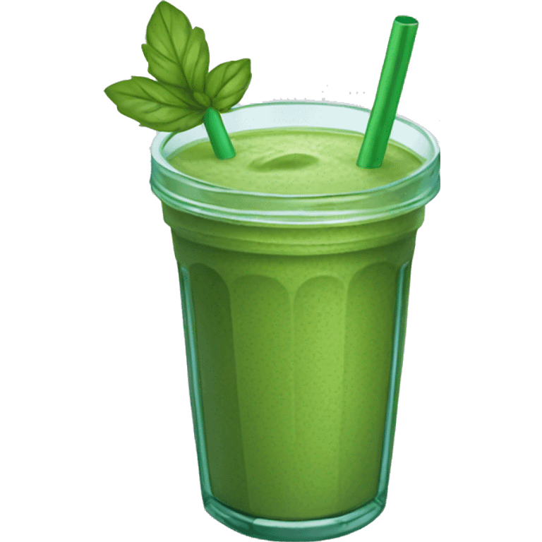 Green smoothie with glass straw emoji