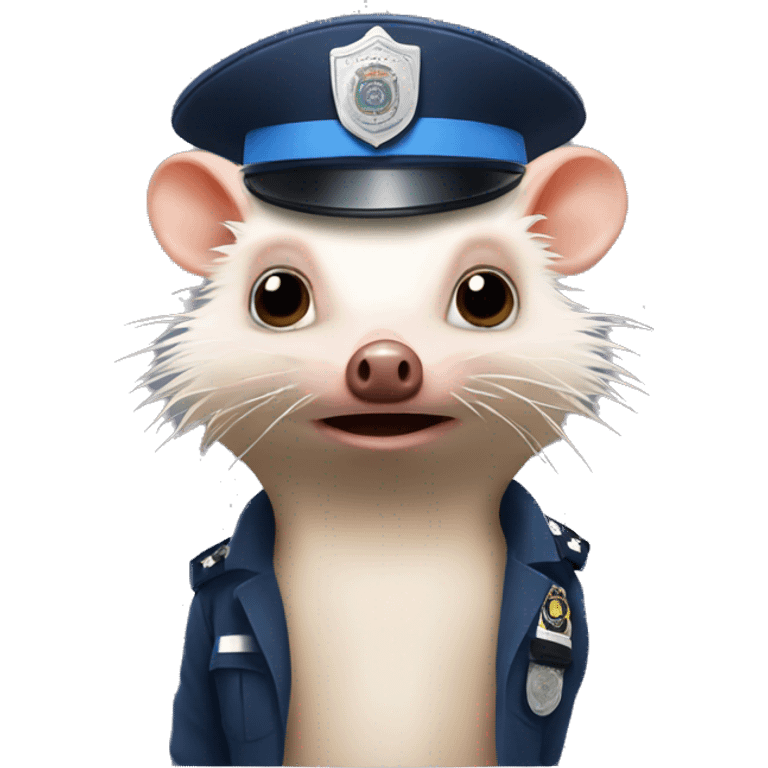 angry hairless hedgehog with police hat emoji