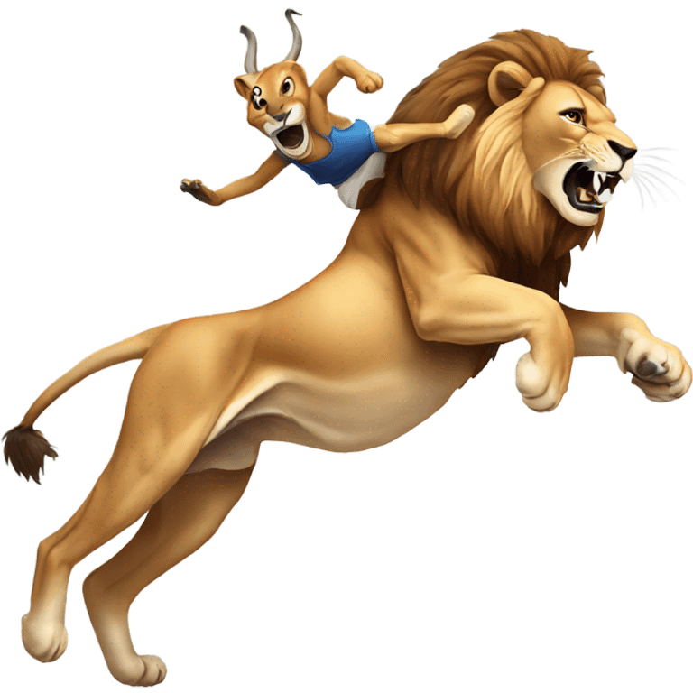 A lion tackling a gazelle emoji