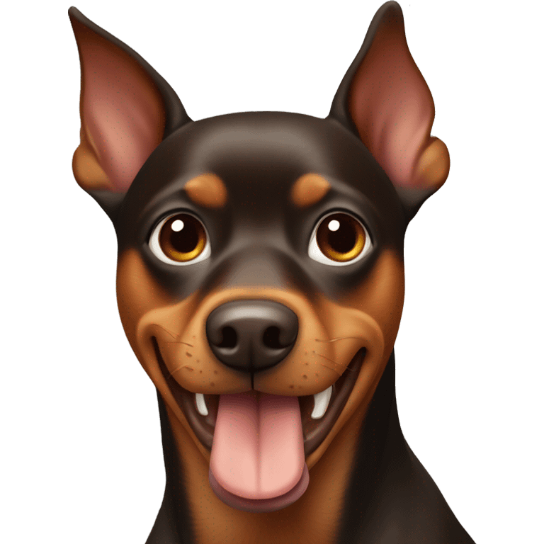 Create a brown German pinscher dog with a toothpick in its mouth emoji