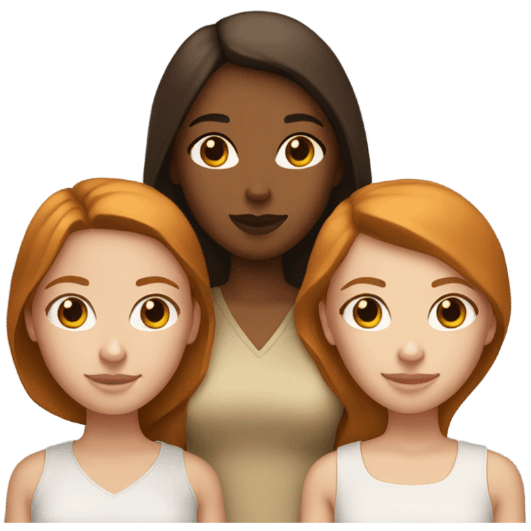 Group of three girls, two with brunette hair and tan skin and one that has ginger hair and pale skin emoji