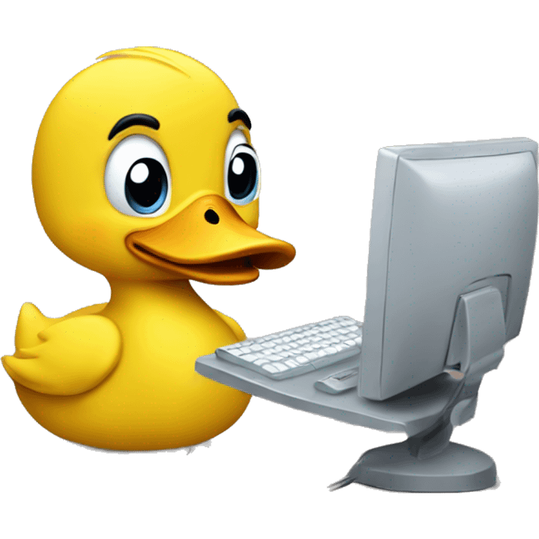 Yellow duck writing code on a computer  emoji