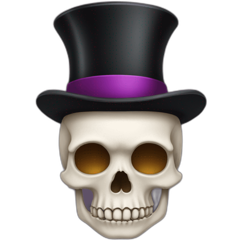 Skull with an afro and a tiny top hat emoji