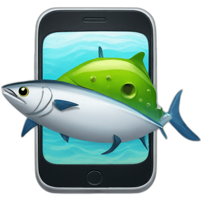 A tuna with a smartphone emoji