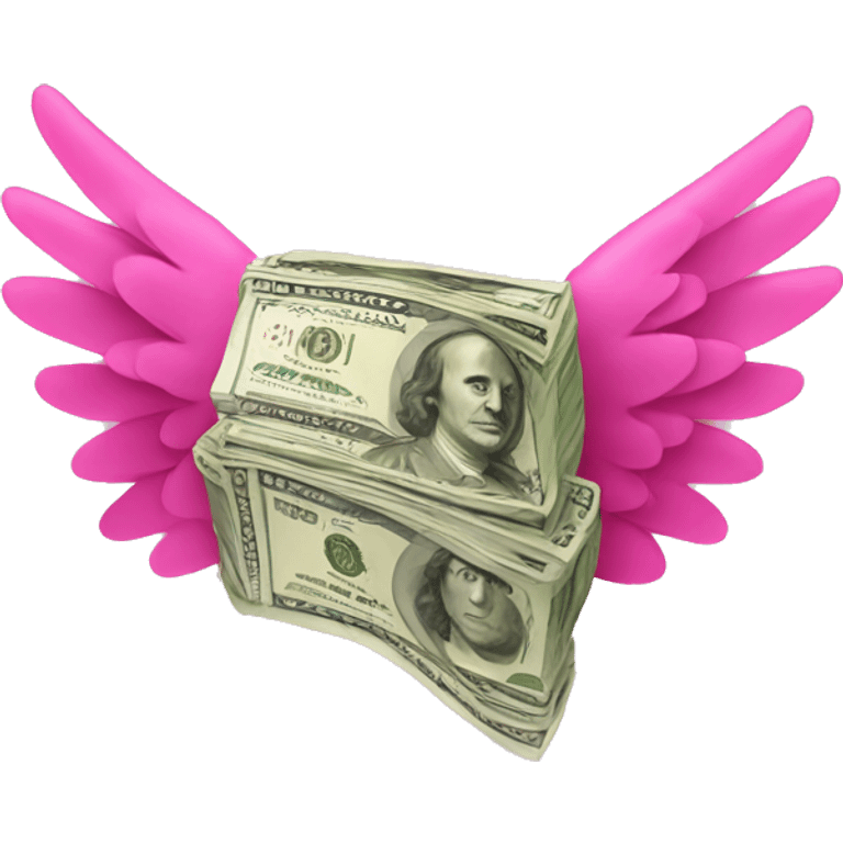 a bundle of money with pink wings emoji