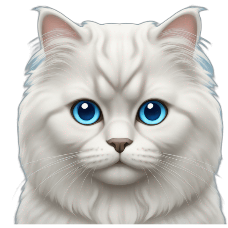 persian cat face with white hair and blue eyes emoji