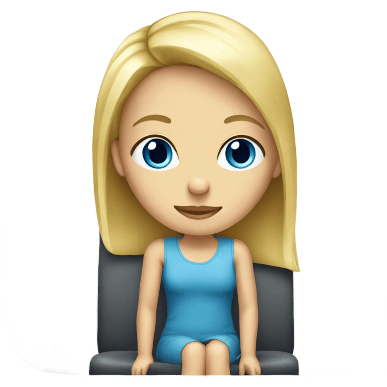 Blonde girl (blue eyes) sitting on a chair emoji