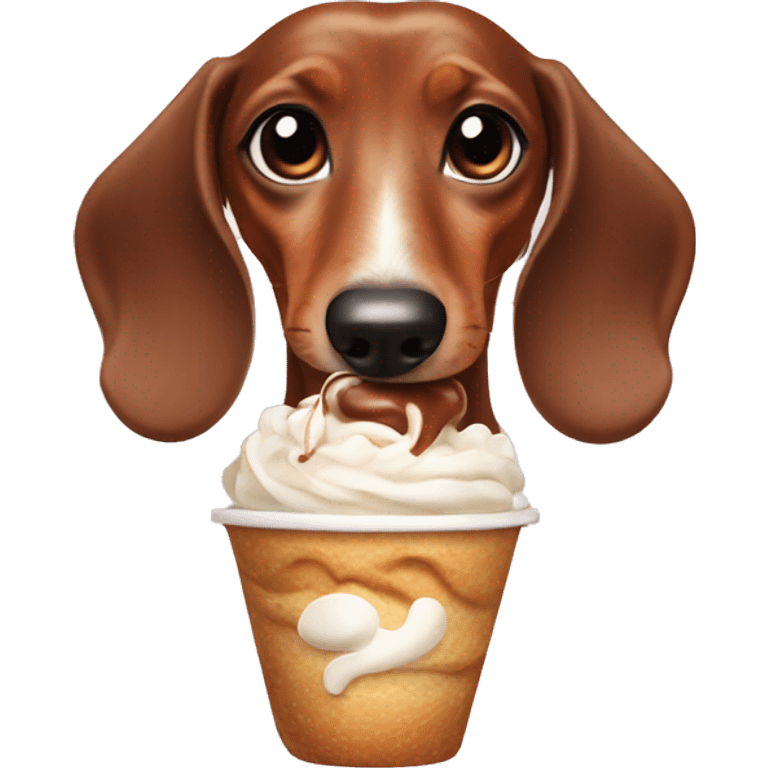 Dachshund eating whipped cream  emoji