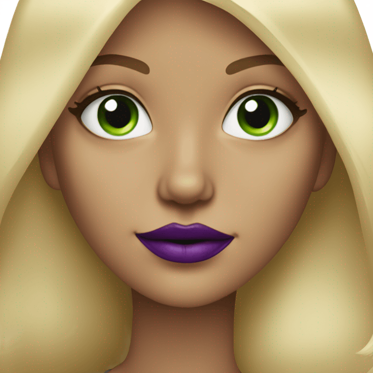 Blonde girl with Green eyes & purple lipstick  emoji