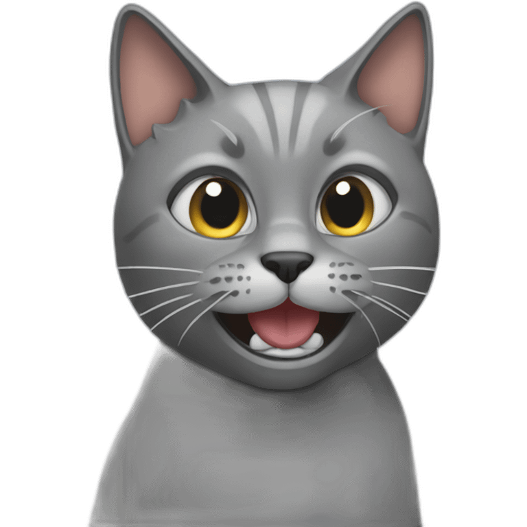 A grey cat throwing up emoji