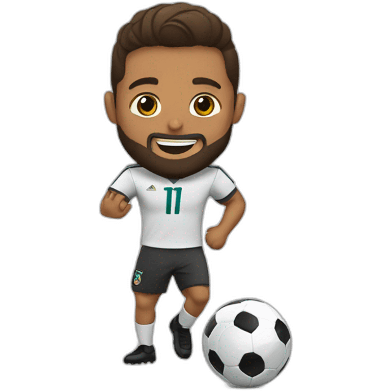 litlle brown man with a beard playing football with Cristiano Ronaldo emoji