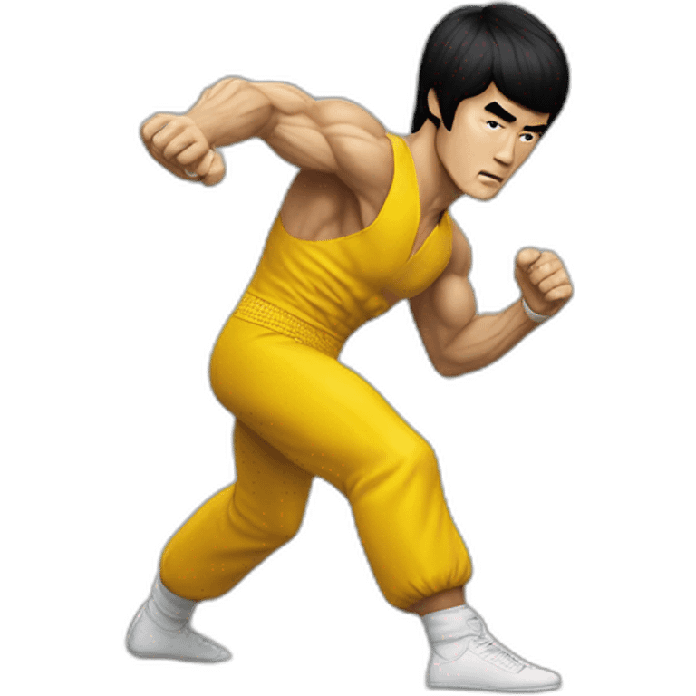 bruce lee side-kick to kick bag emoji