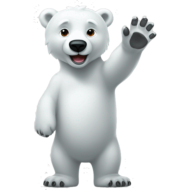 waving hand of polar bear cub emoji