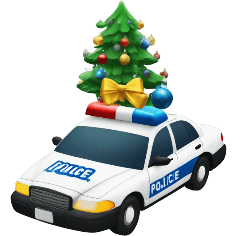 police car with Christmas decorations emoji