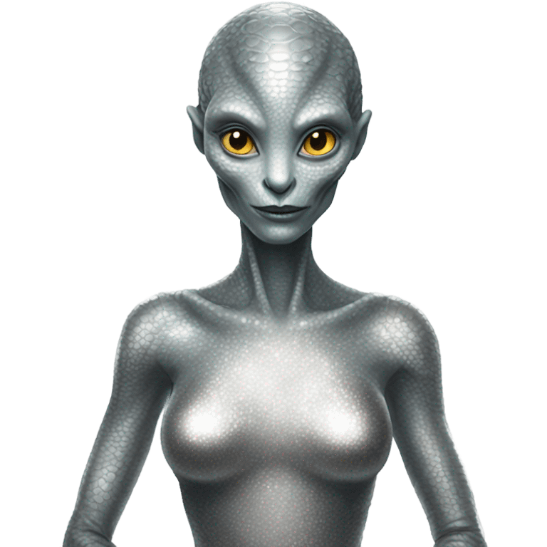 alien reptilian woman in silver dress emoji