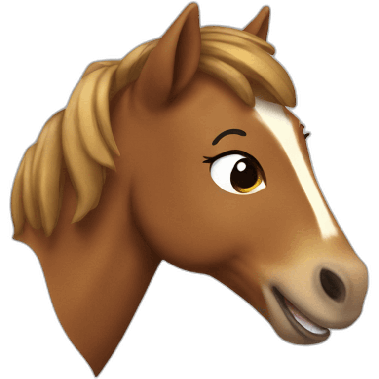 Laughing brown pony emoji