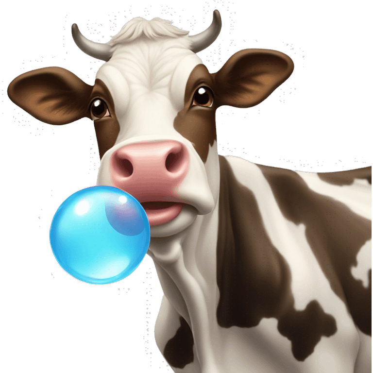 Cow blowing bubble emoji