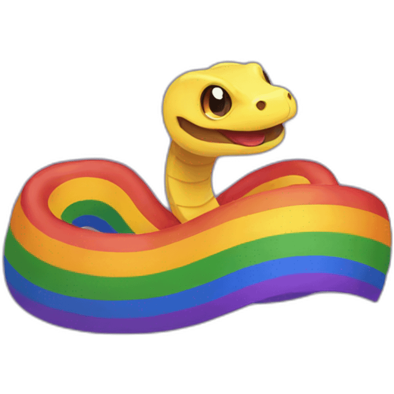 a snake holding an LGBT flag emoji